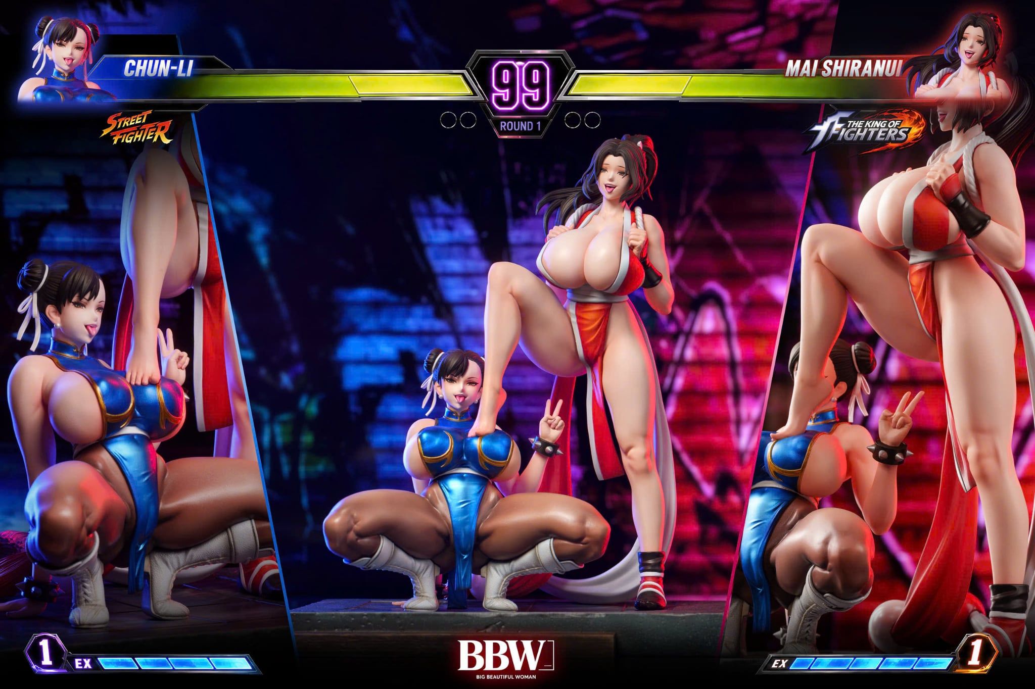 Mai Shiranui & Chunli - Street Fight - BBW Studio 