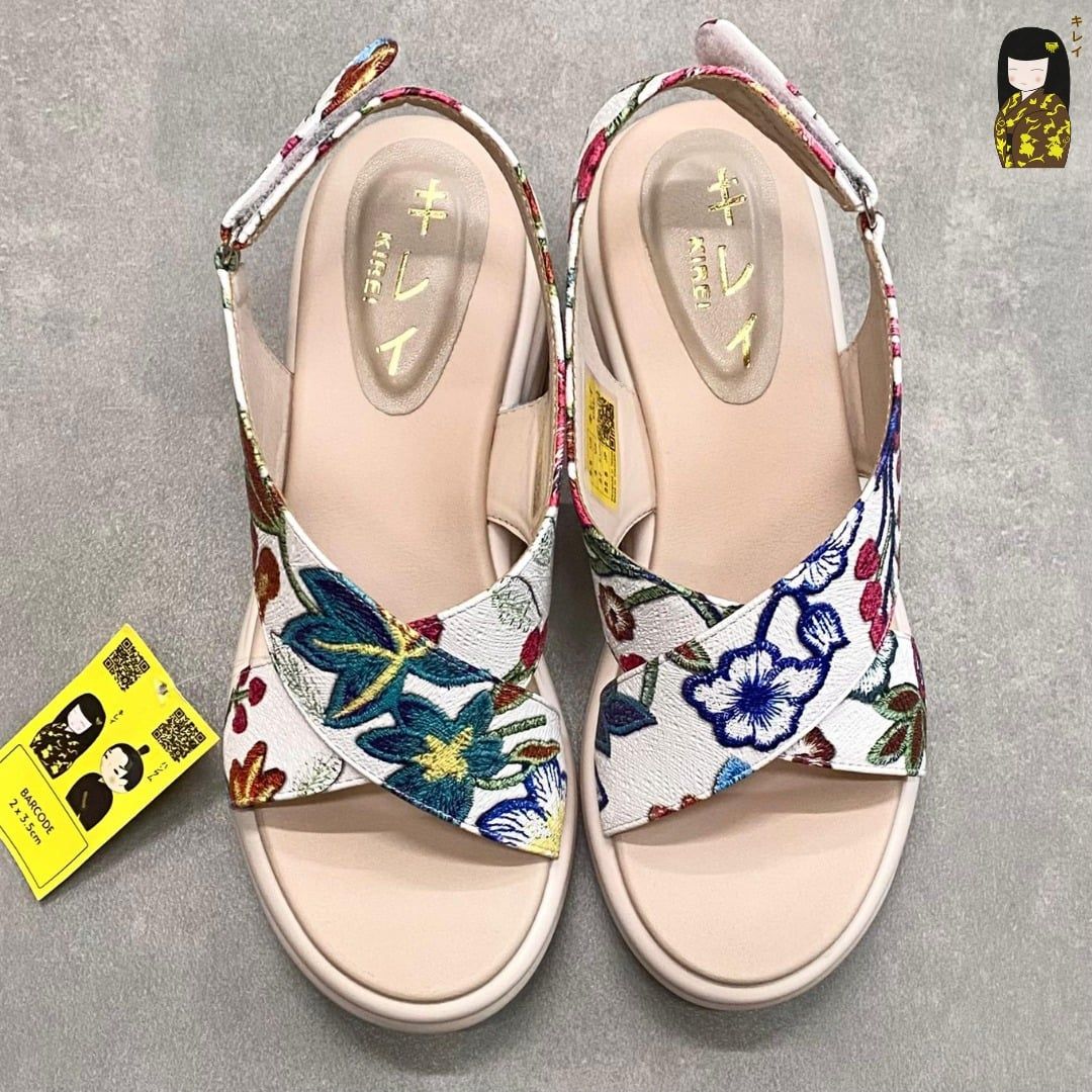  Sandal đế xuồng nữ Kirei Biteki CP09 màu Trắng - Công sở êm chân 