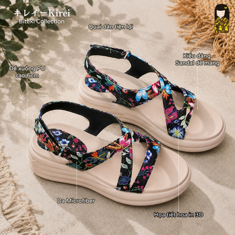 Kirei Biteki - Office Wedge Sandal HH06 Black