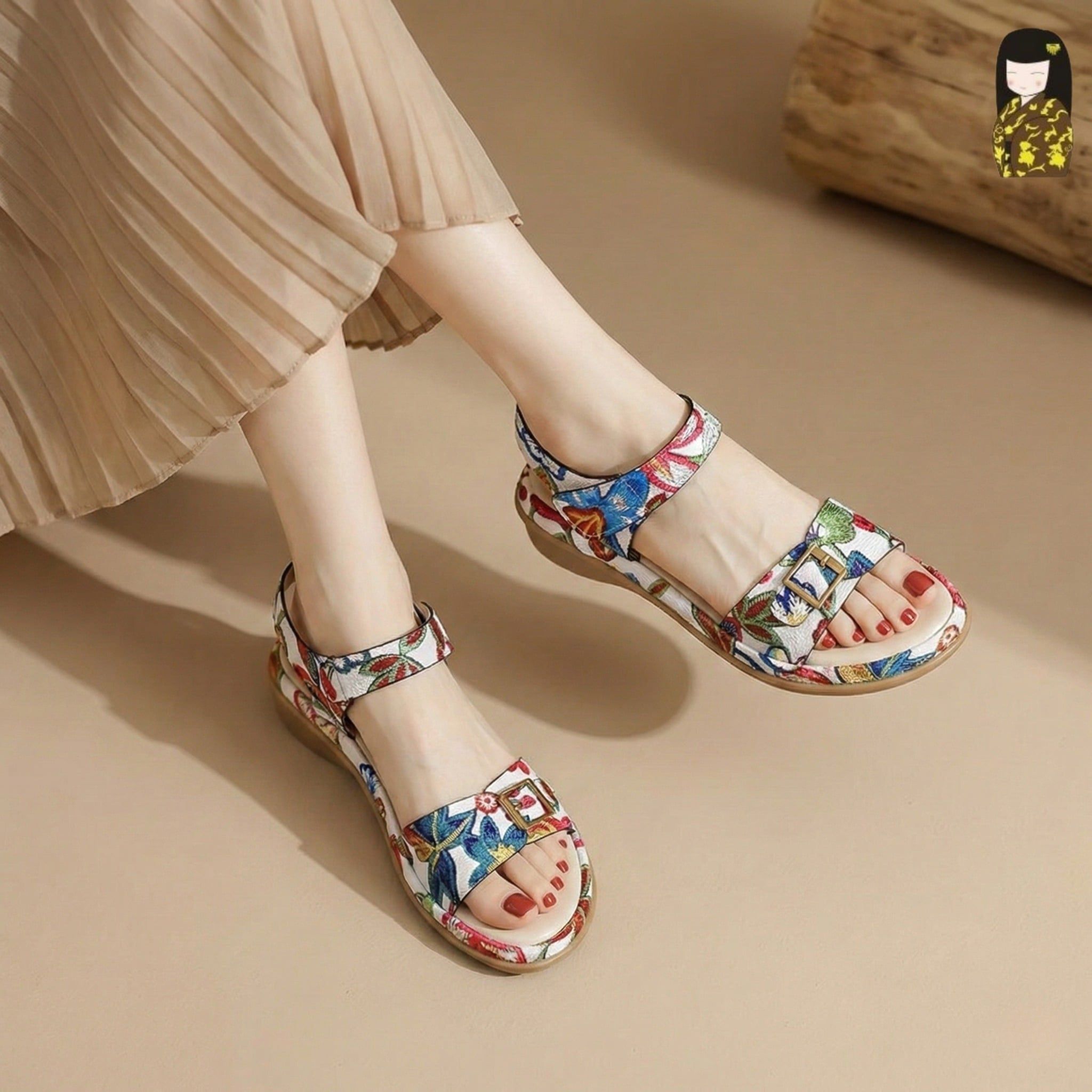  Sandal đế xuồng nữ Kirei Biteki CP10 màu Trắng - Công sở êm chân 
