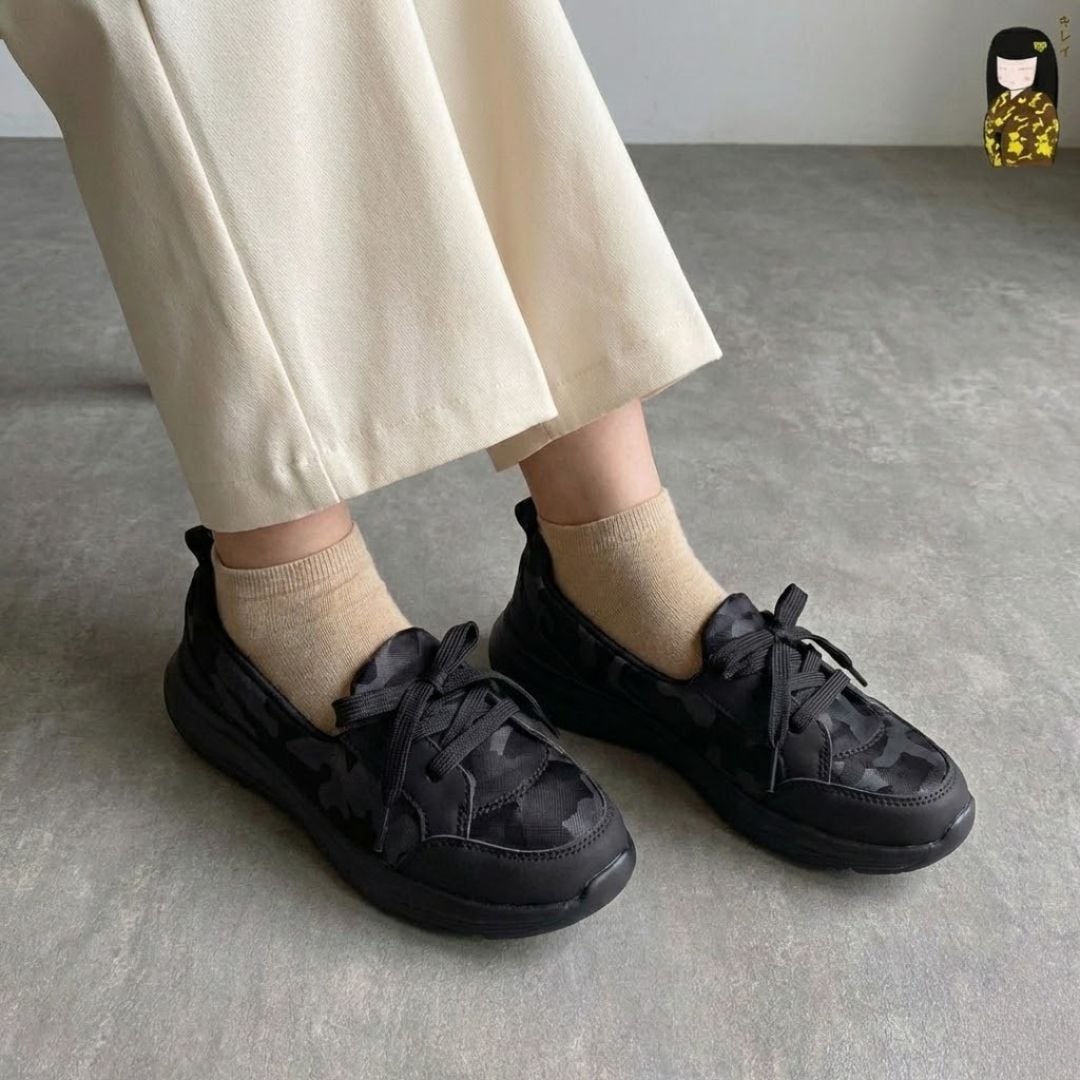  Giày đi bộ nữ Kirei Hime BG08 màu Đen Camo 
