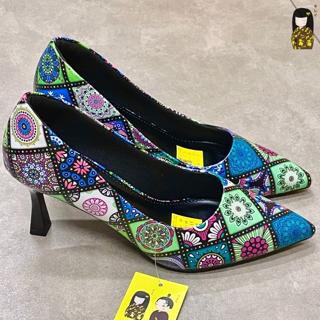  [Mới Về]Giày cao gót nữ công sở Kirei Biteki Boho HH19 màu Xanh Rêu Forest 