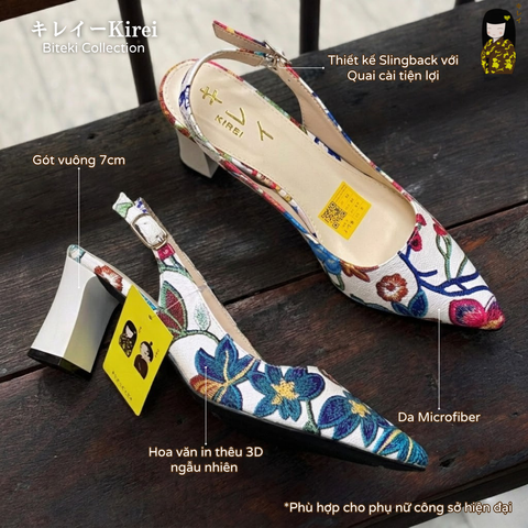 Giày slingback nữ Kirei Biteki CP06 màu Trắng - Cao gót công sở