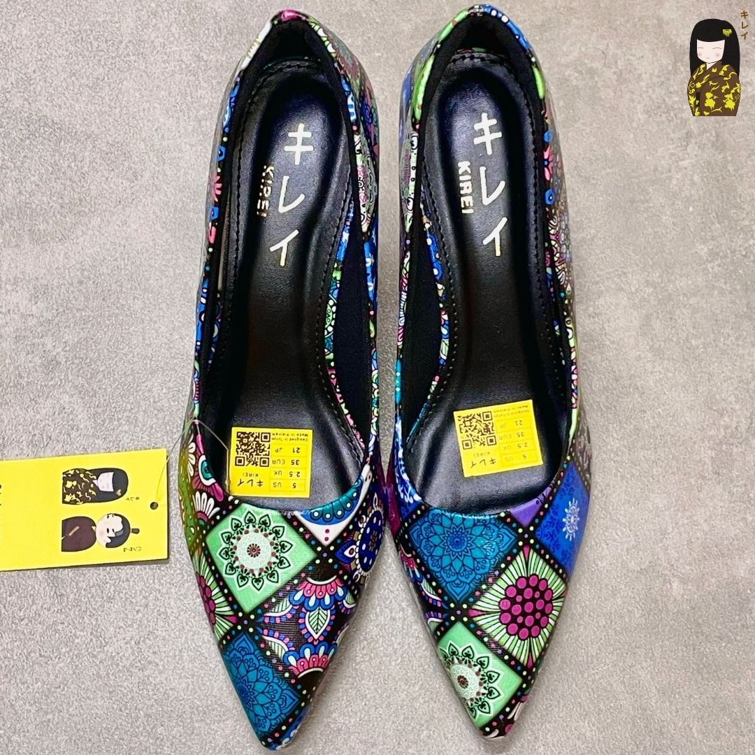  [Mới Về]Giày cao gót nữ công sở Kirei Biteki Boho HH19 màu Xanh Rêu Forest 