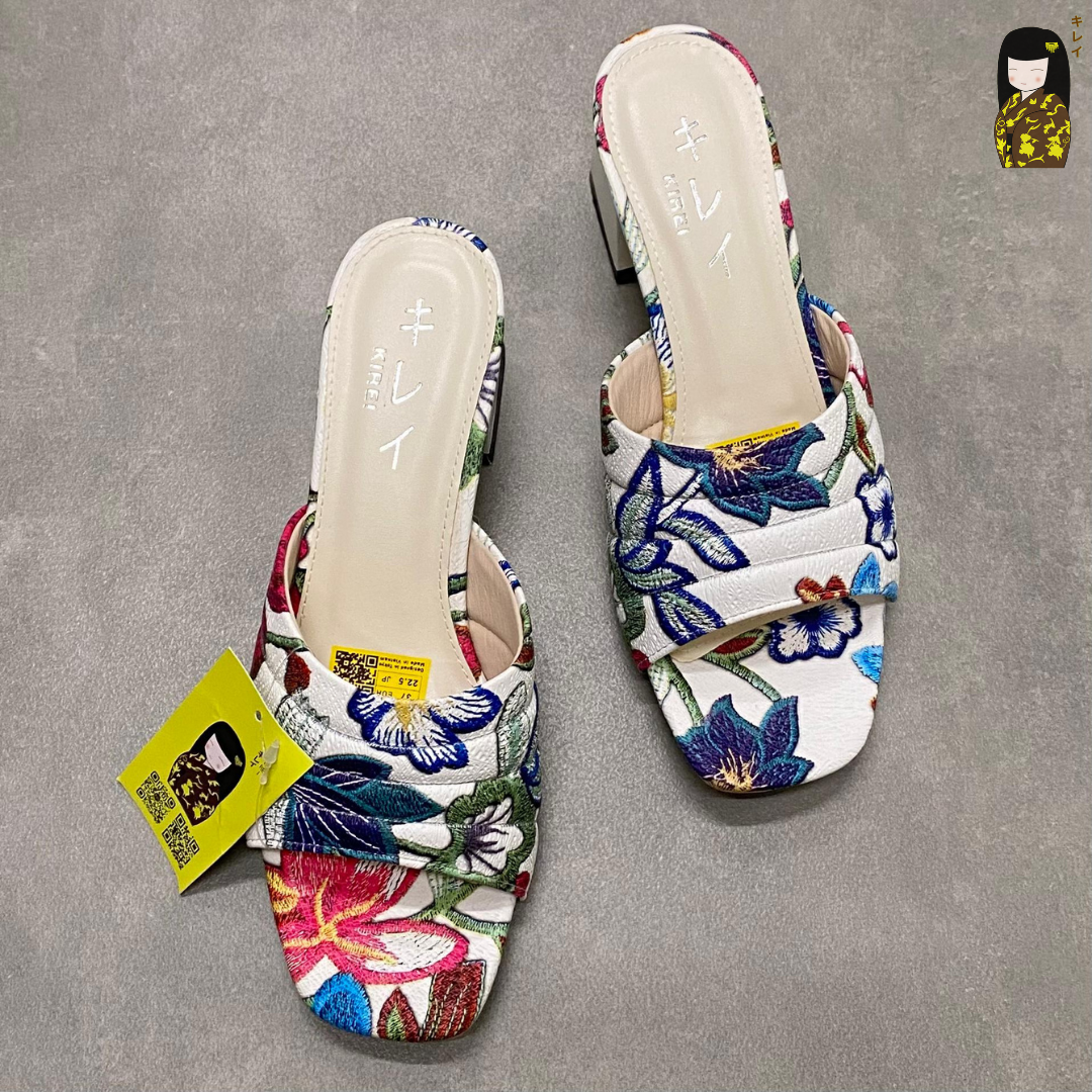  Dép cao gót nữ công sở Kirei Biteki CP07 màu Trắng - Block heel êm chân 