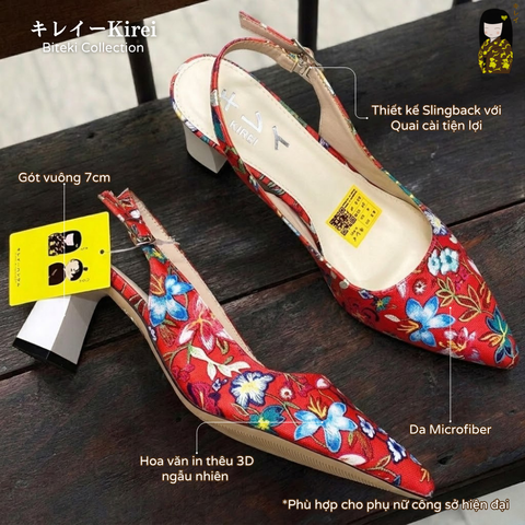 Giày slingback nữ Kirei Biteki CP06 màu Đỏ - Cao gót công sở