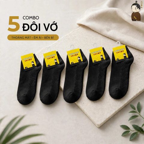 [Combo 5 đôi] Vớ Hansamu Shinobi daily sock BG14 Black