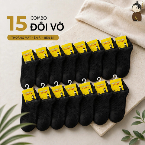 [Combo 15 đôi] Vớ Hansamu Shinobi daily sock BG14 Black