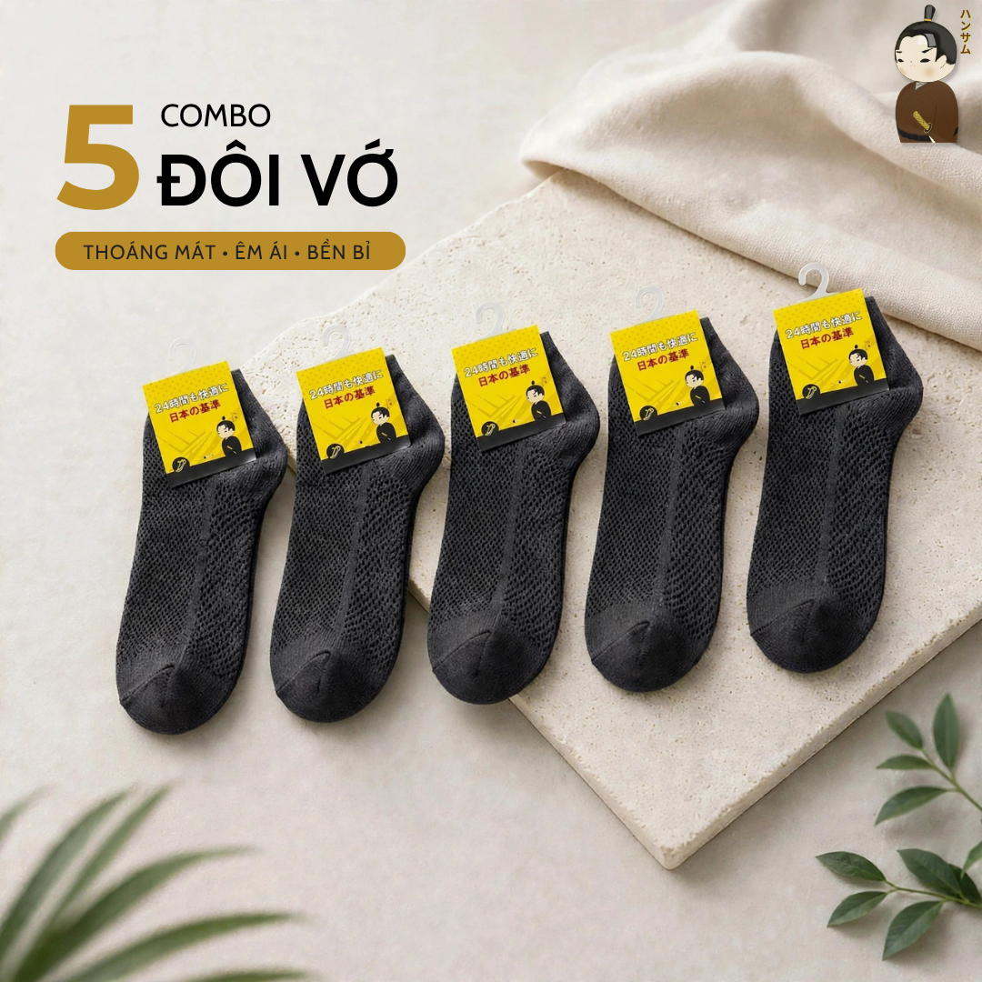  [Combo 5 đôi] Vớ Hansamu Shinobi Daily Sock BG14 D.Grey 