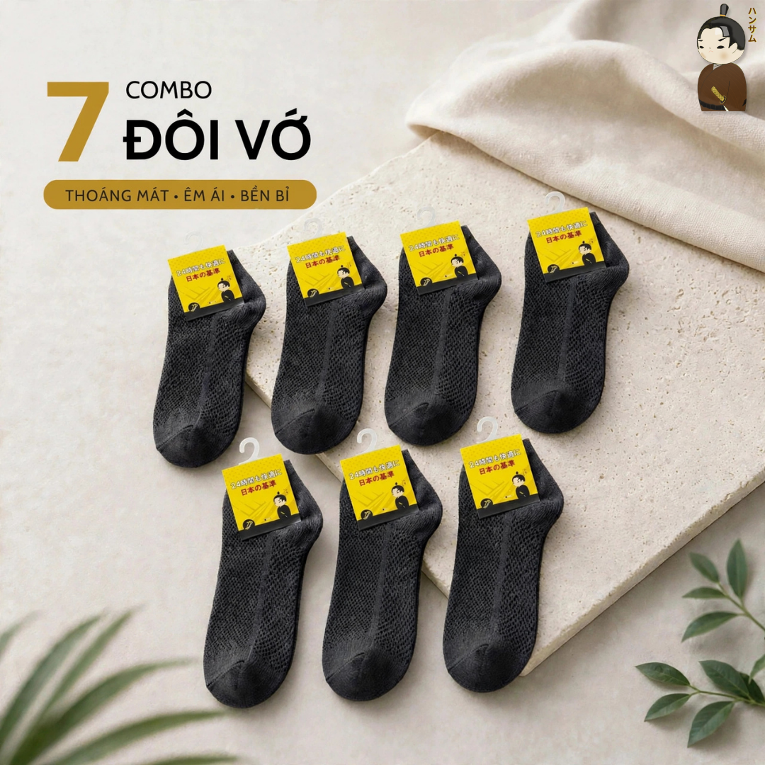  [Combo 7 đôi] Vớ Hansamu Shinobi Daily Sock BG14 D.Grey 
