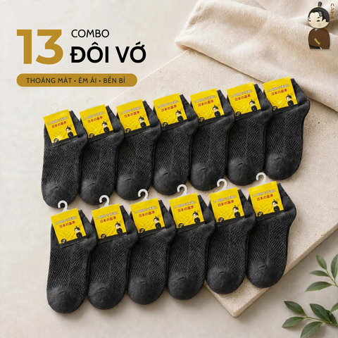 [Combo 13 đôi] Vớ Hansamu Shinobi Daily Sock BG14 D.Grey