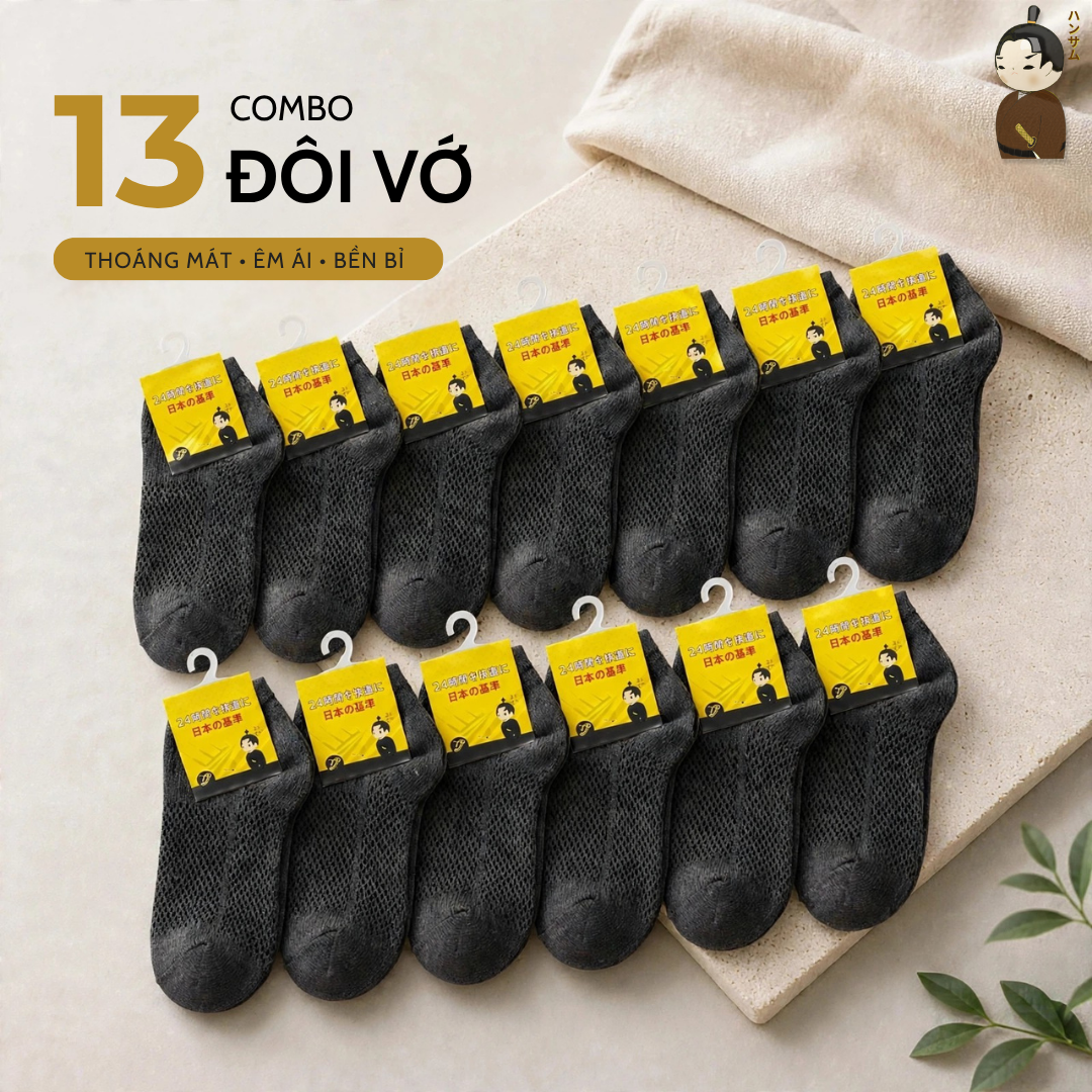  [Combo 13 đôi] Vớ Hansamu Shinobi Daily Sock BG14 D.Grey 