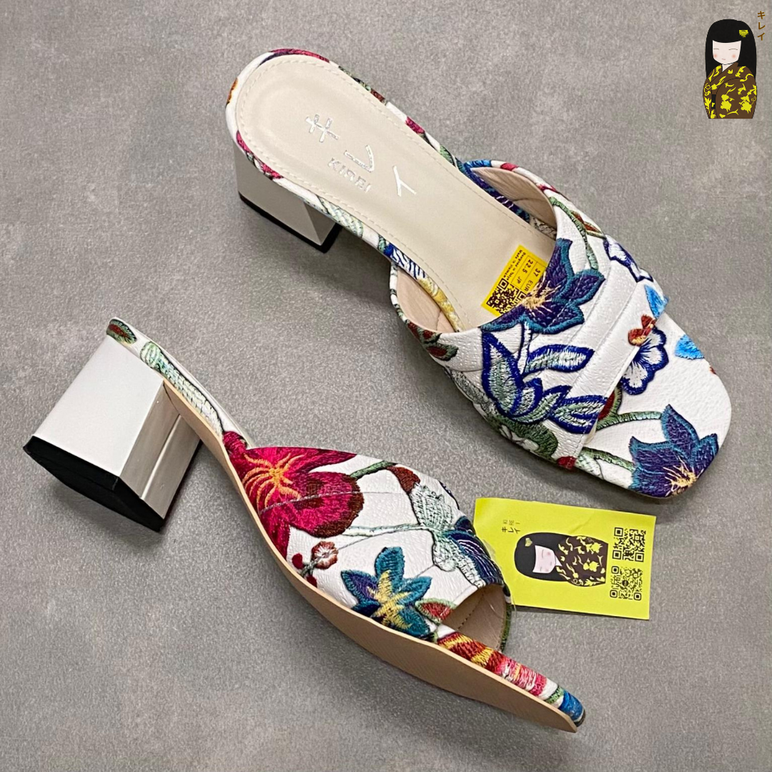 Dép cao gót nữ công sở Kirei Biteki CP07 màu Trắng - Block heel êm chân 