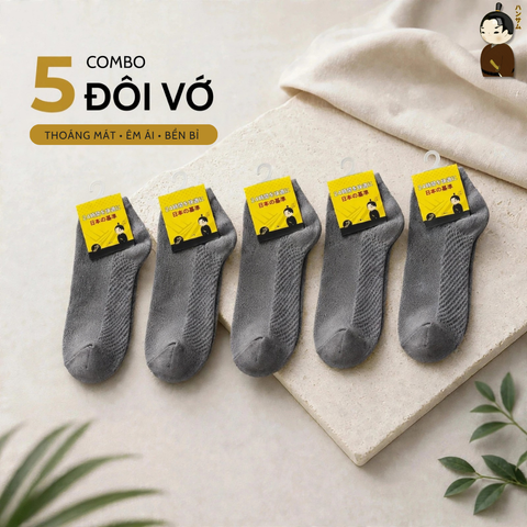 [Combo 5 đôi] Vớ Hansamu Shinobi daily sock BG14 Iron Grey