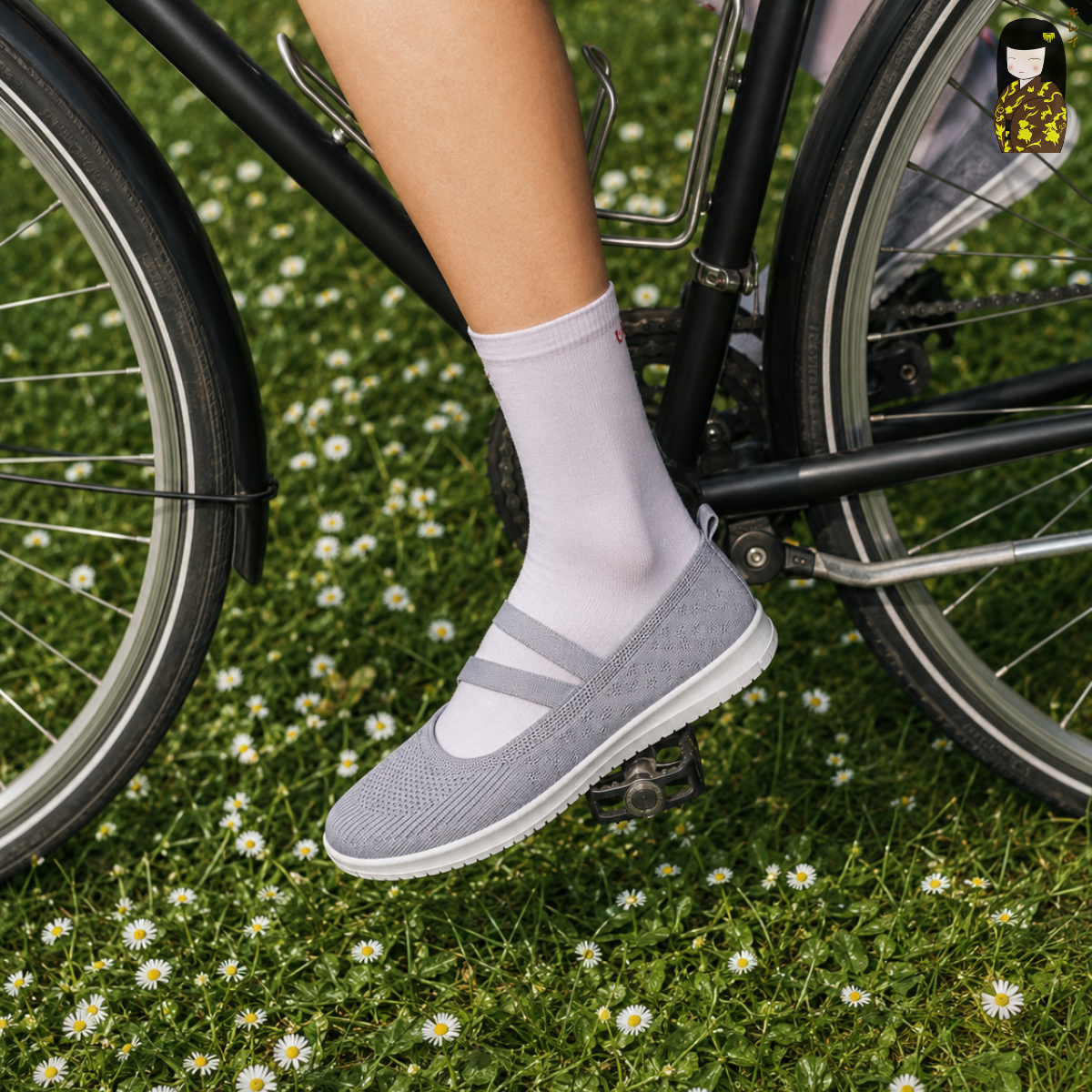  Giày búp bê nữ Kirei Nintai BG01 màu Xám - Slip On nữ đi bộ 