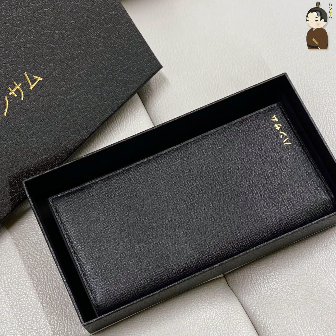  Hansamu En - Long Billfold Wallet DIA03 Black 