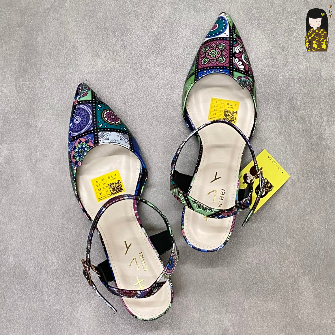  [Mới Về] Giày slingback nữ công sở Kirei Biteki Boho HH25 màu Xanh Rêu Forest 