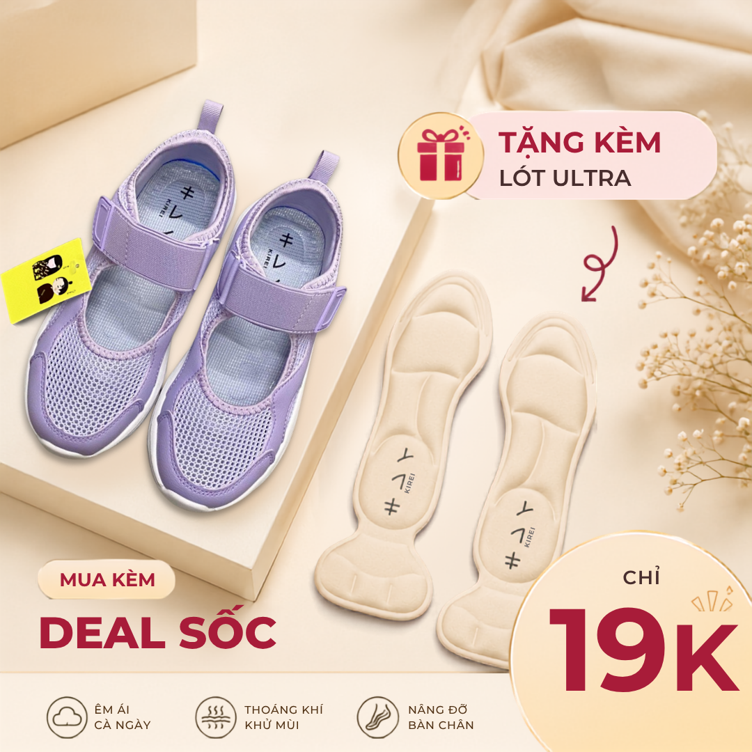  Giày thể thao nữ Kirei Nintai BG10 màu Tím - Sneaker nữ đi bộ 