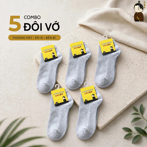 [Combo 5 đôi] Vớ Hansamu Shinobi daily sock BG14 Grey