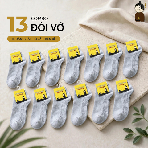 [Combo 13 đôi] Vớ Hansamu Shinobi daily sock BG14 Grey