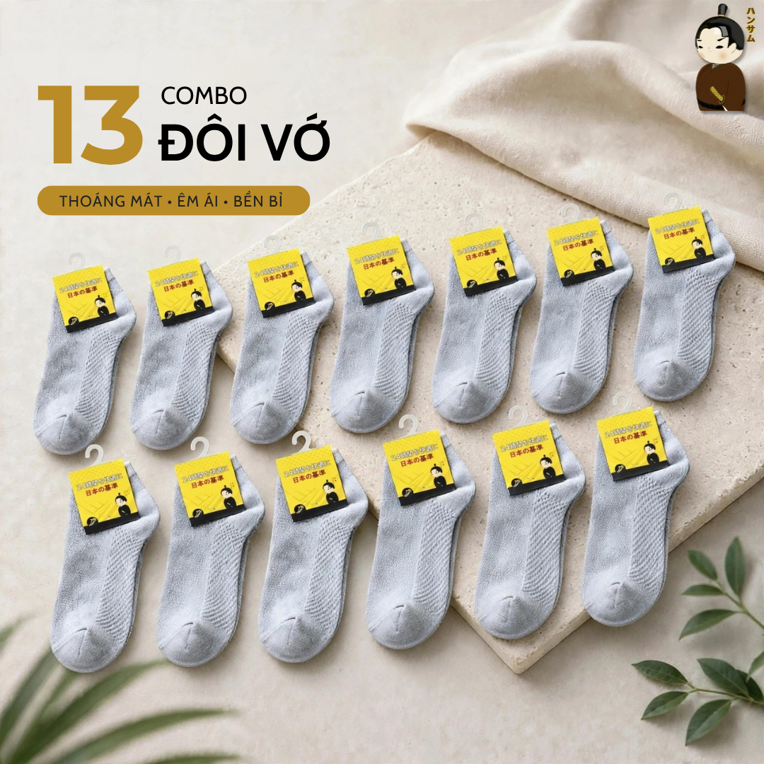  [Combo 13 đôi] Vớ Hansamu Shinobi daily sock BG14 Grey 