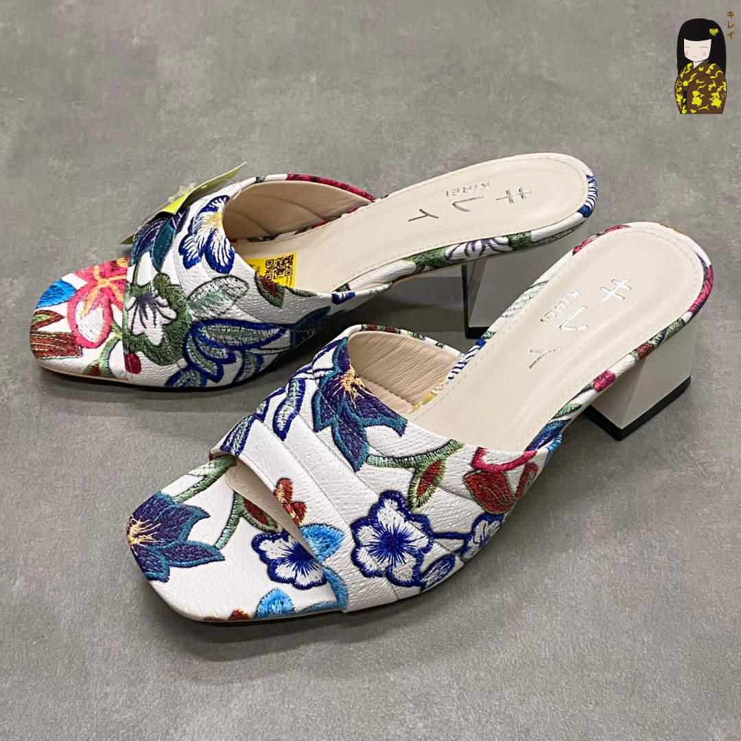  Dép cao gót nữ công sở Kirei Biteki CP07 màu Trắng - Block heel êm chân 