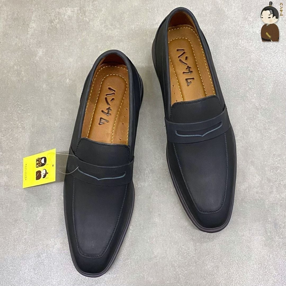  Giày Lười Nam Hansamu Zen - Office Loafers DGD27 Black | Da Bò, Đế Nhẹ 
