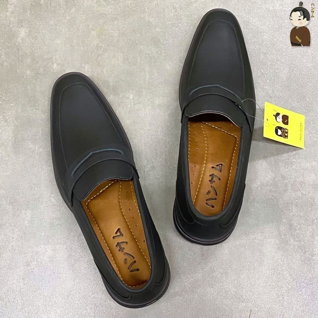  Giày Lười Nam Hansamu Zen - Office Loafers DGD27 Black | Da Bò, Đế Nhẹ 