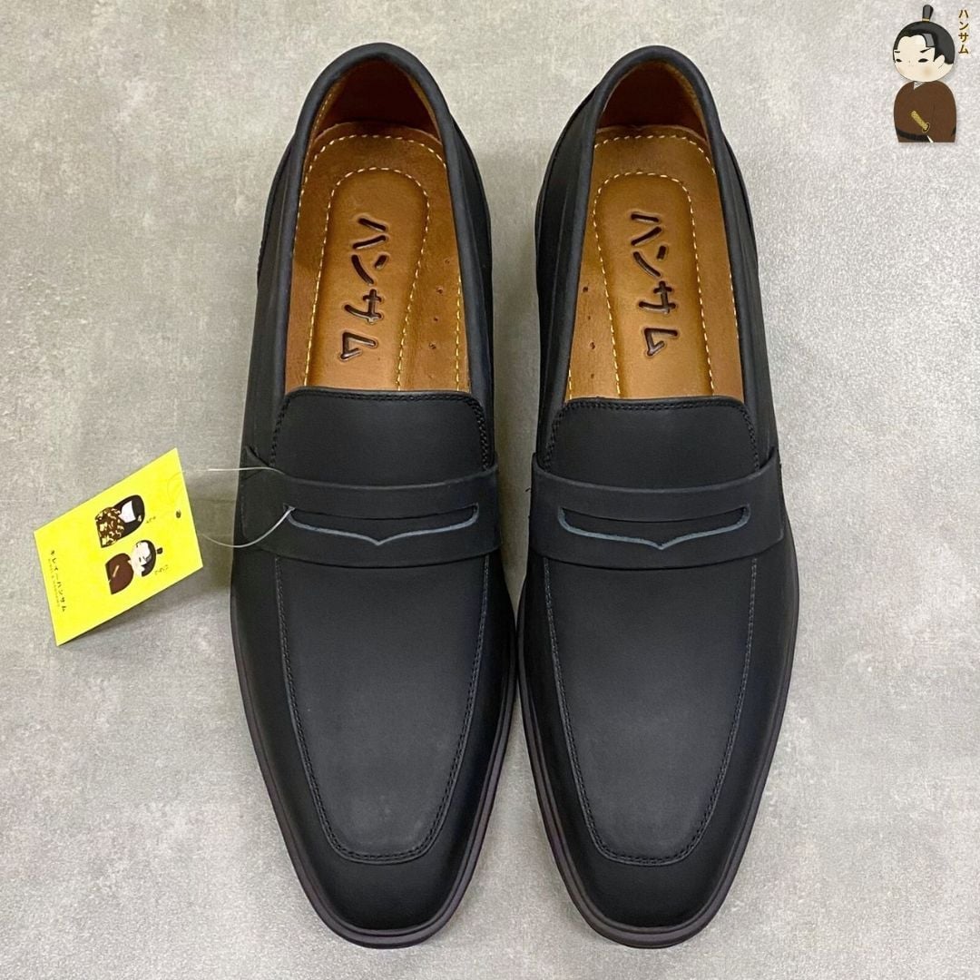  Giày Lười Nam Hansamu Zen - Office Loafers DGD27 Black | Da Bò, Đế Nhẹ 