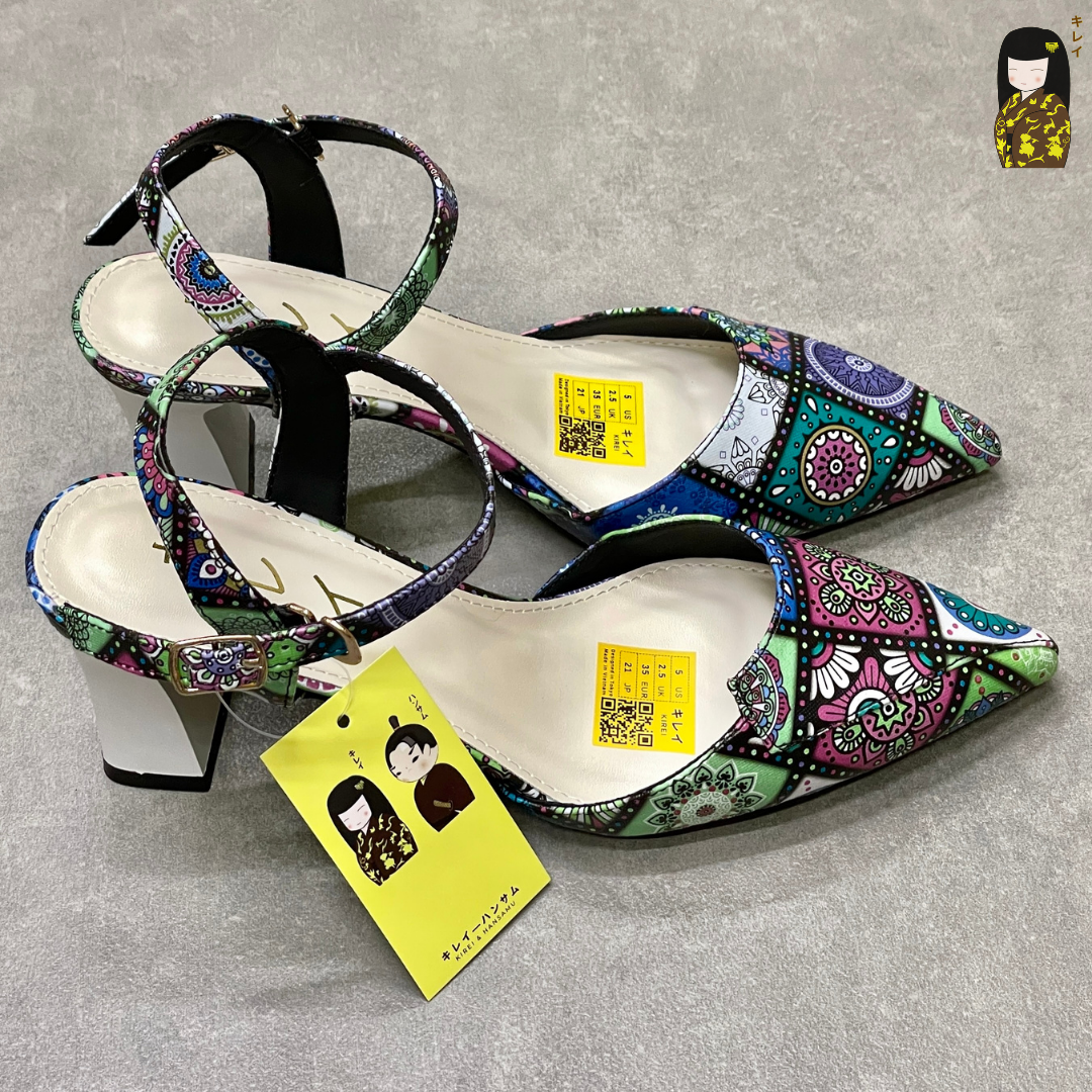 [Mới Về] Giày slingback nữ công sở Kirei Biteki Boho HH25 màu Xanh Rêu Forest 