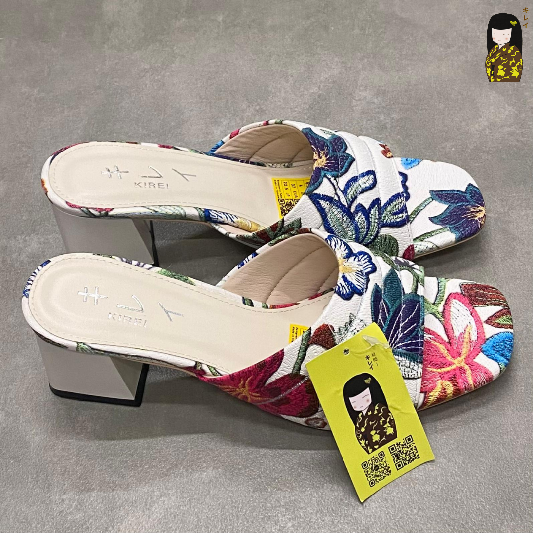  Dép cao gót nữ công sở Kirei Biteki CP07 màu Trắng - Block heel êm chân 