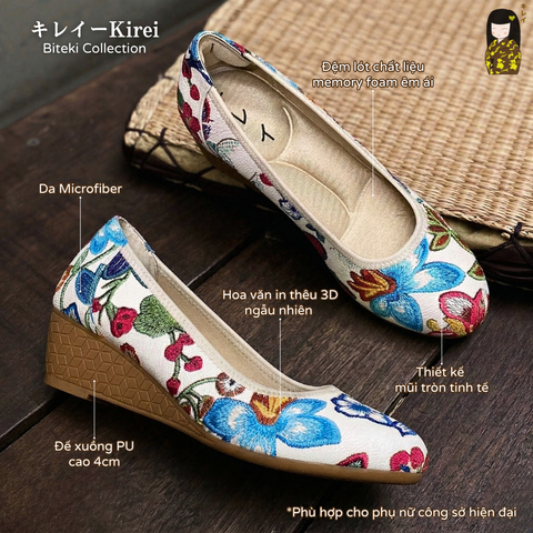 Giày đế xuồng nữ Kirei Biteki HI02 màu Trắng - Công sở êm chân