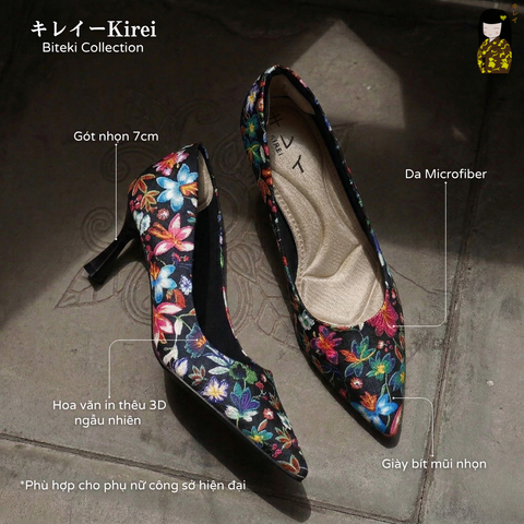 Giày cao gót nữ Kirei Biteki CP02 màu Đen - Kitten heel công sở