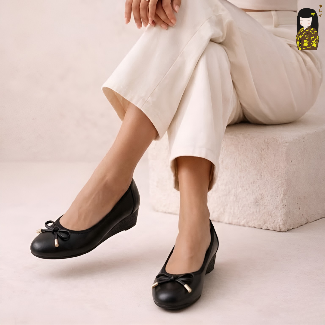  Giày Búp Bê Đế Xuồng 4cm Kirei Miyabi HI01 Black 
