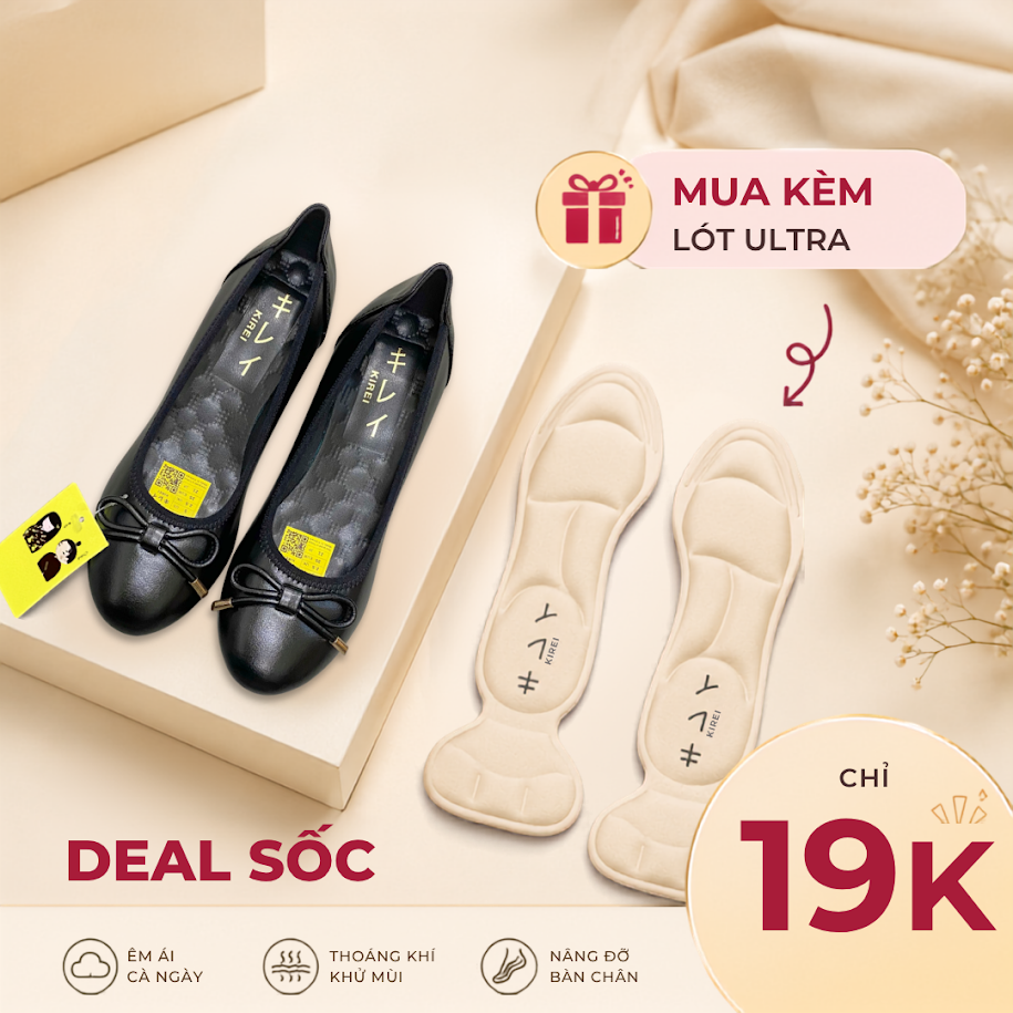  Giày Búp Bê Đế Xuồng 4cm Kirei Miyabi HI01 Black 