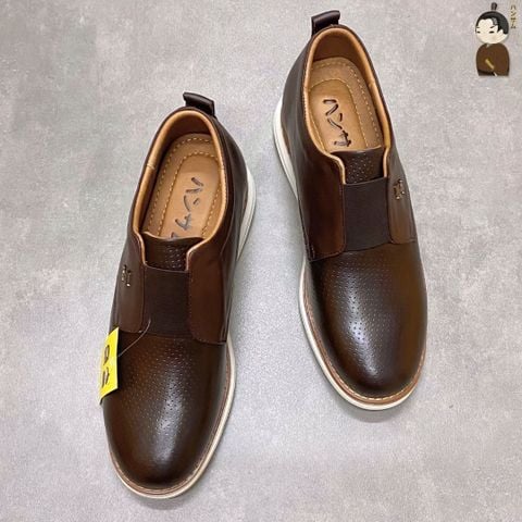 Giày lười tăng chiều cao nam Hansamu Shin DGD25 màu Nâu