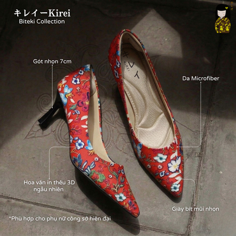 Giày cao gót nữ Kirei Biteki CP02 màu Đỏ - Kitten heel công sở