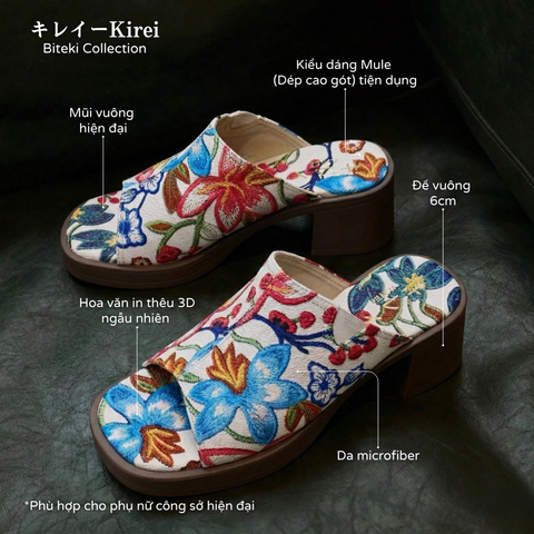 Dép cao gót nữ công sở Kirei Biteki CP11 màu Trắng - Block heel êm chân
