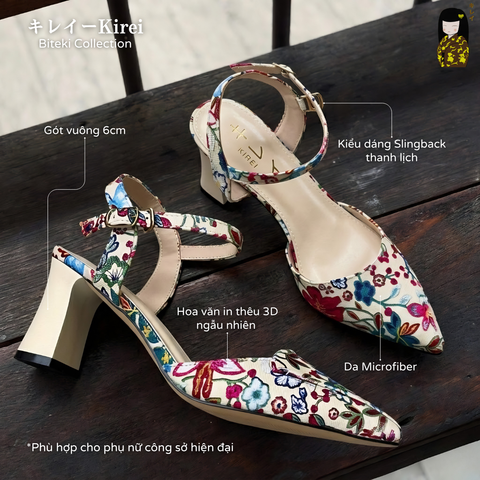 [Mới Về] Giày slingback nữ công sở Kirei Biteki HH27 màu kem