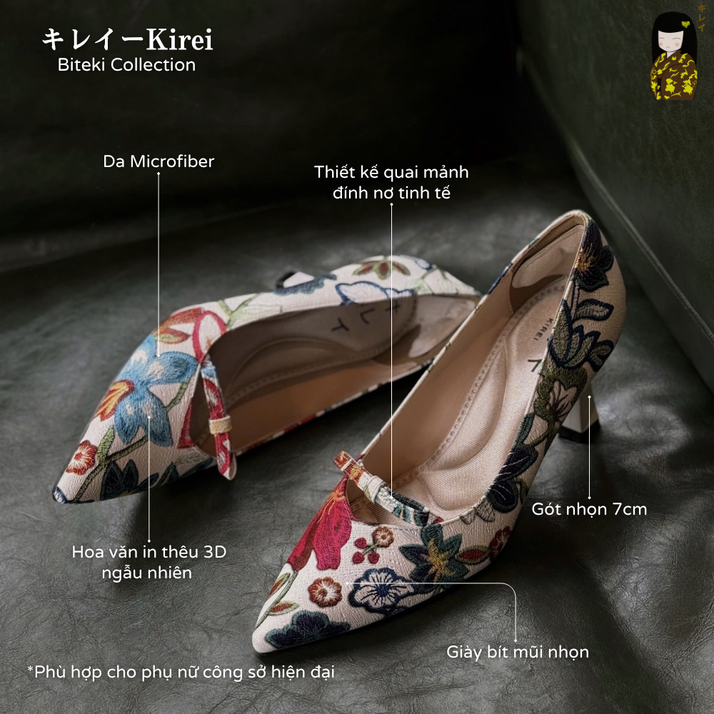 Giày cao gót nữ Kirei Biteki CP03 màu Trắng - Kitten heel công sở 
