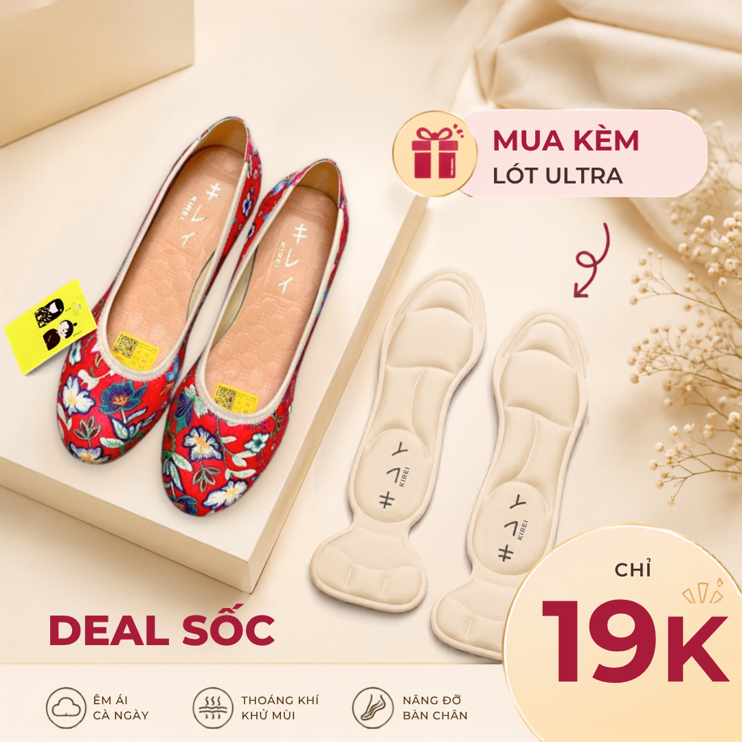  Giày đế xuồng nữ Kirei Biteki HI02 màu Đỏ - Công sở êm chân 