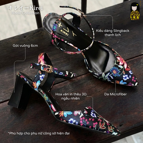 [Mới Về] Giày slingback nữ công sở Kirei Biteki HH27 màu đen