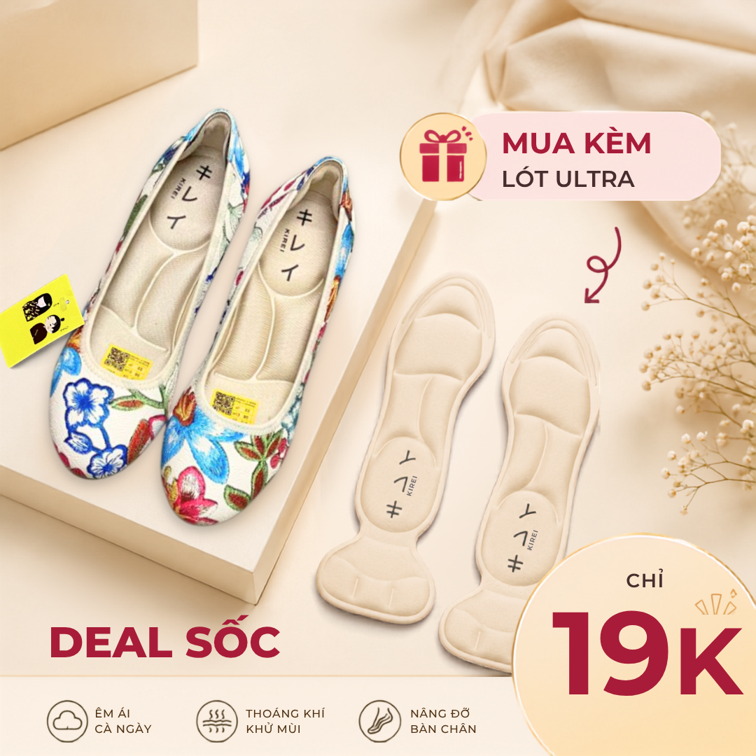  Giày đế xuồng nữ Kirei Biteki HI02 màu Trắng - Công sở êm chân 