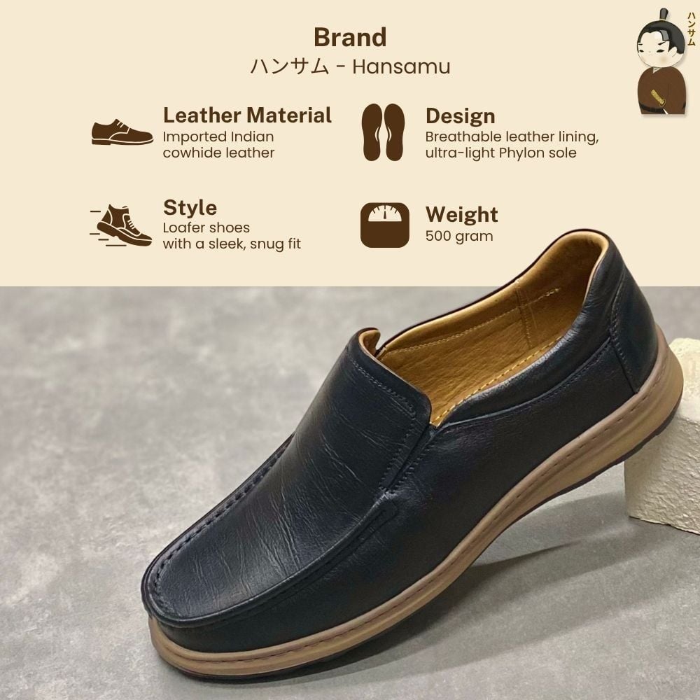  Giày Loafer Nam Công Sở Hansamu Zen DGD03 Đen - Da Bò, Đế Phylon Siêu Nhẹ 