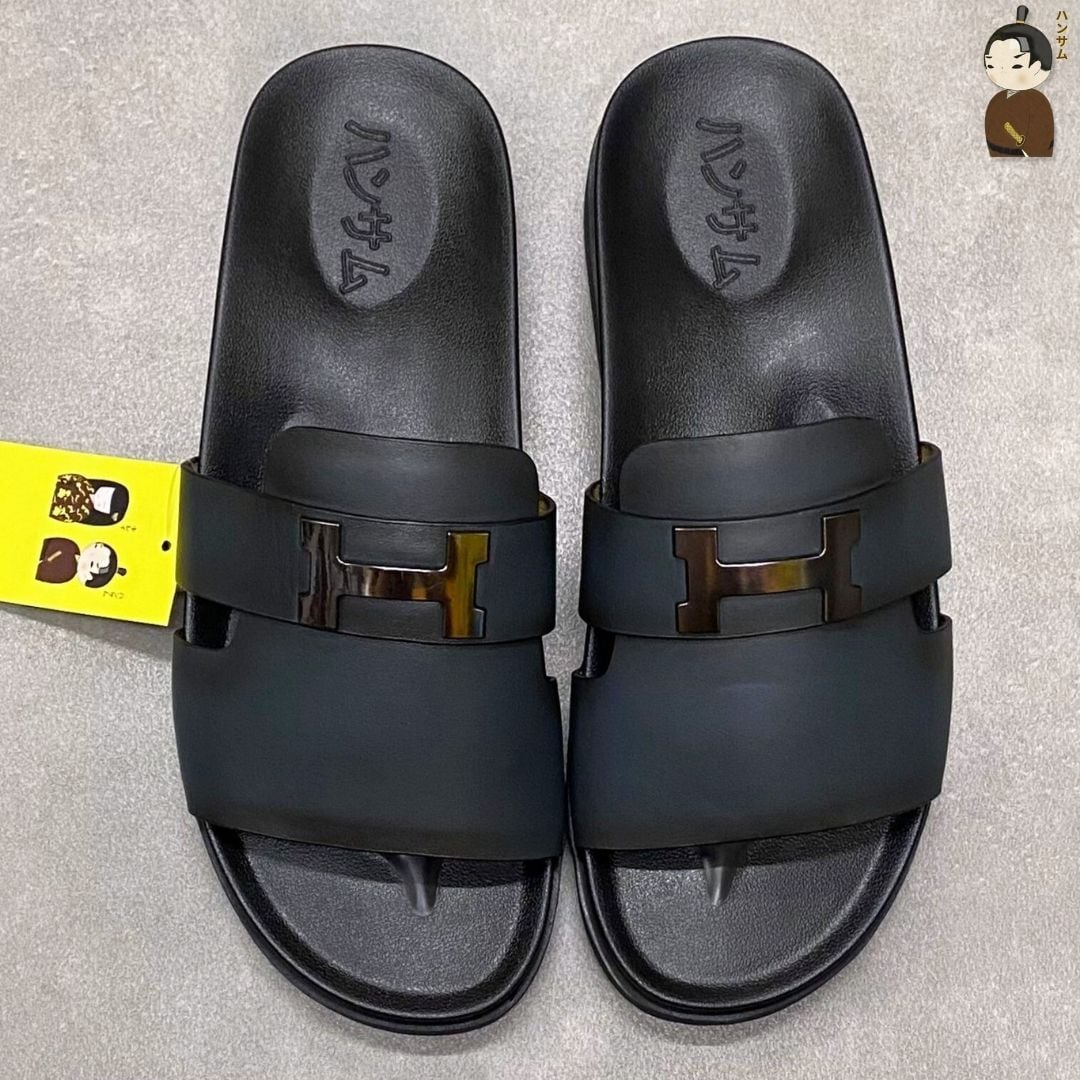  Dép Sục Nam Da Bò Hansamu Rõnin DGD22 màu Xám Xanh 