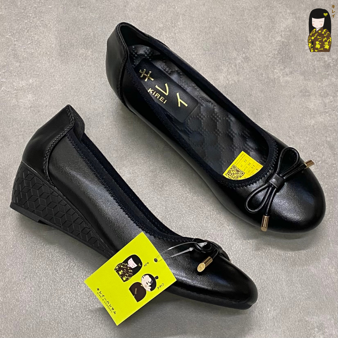  Giày Búp Bê Đế Xuồng 4cm Kirei Miyabi HI01 Black 