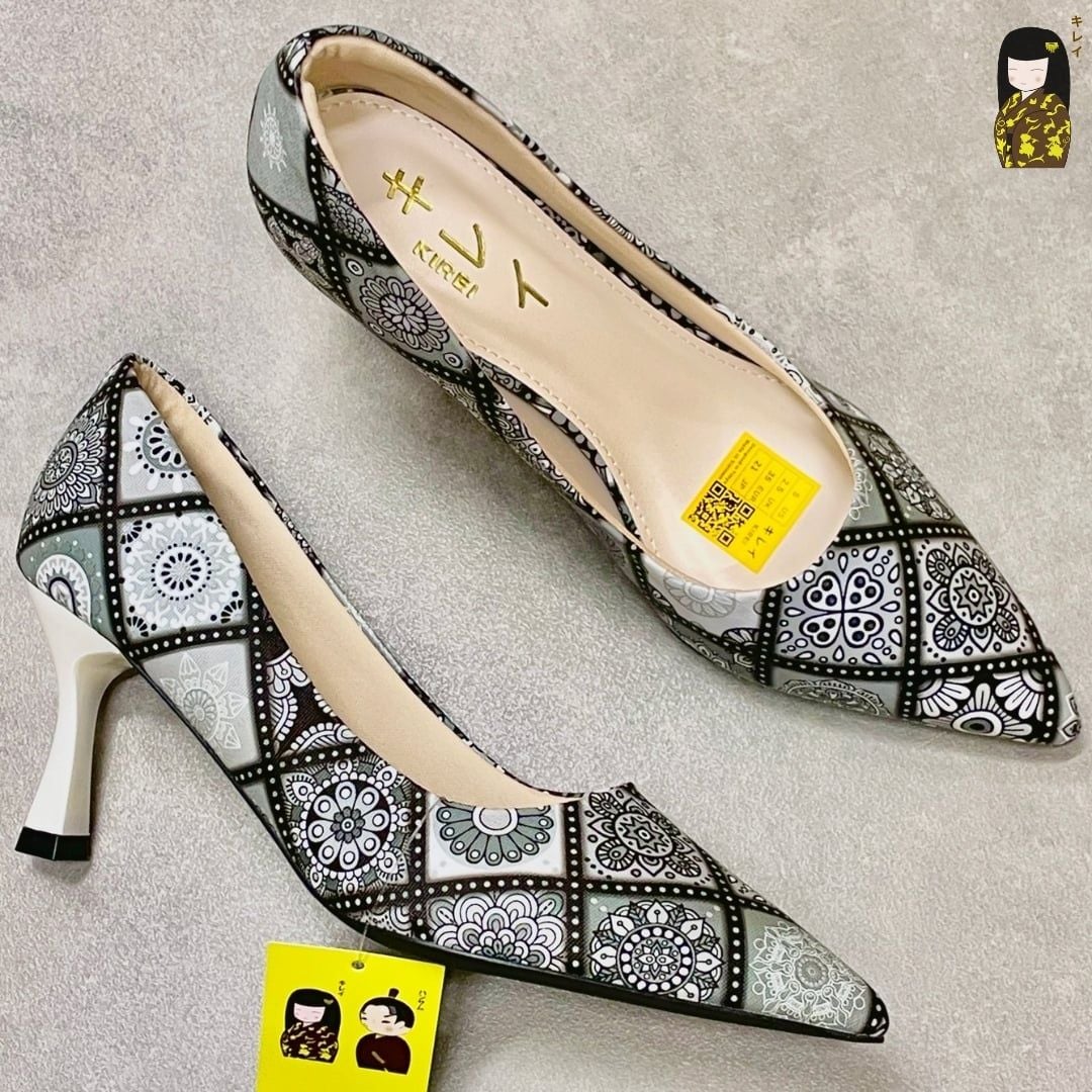  [Mới Về]Giày cao gót nữ công sở Kirei Biteki Boho HH19 màu Mono 