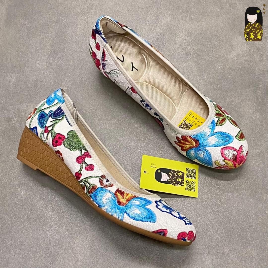  Giày đế xuồng nữ Kirei Biteki HI02 màu Trắng - Công sở êm chân 