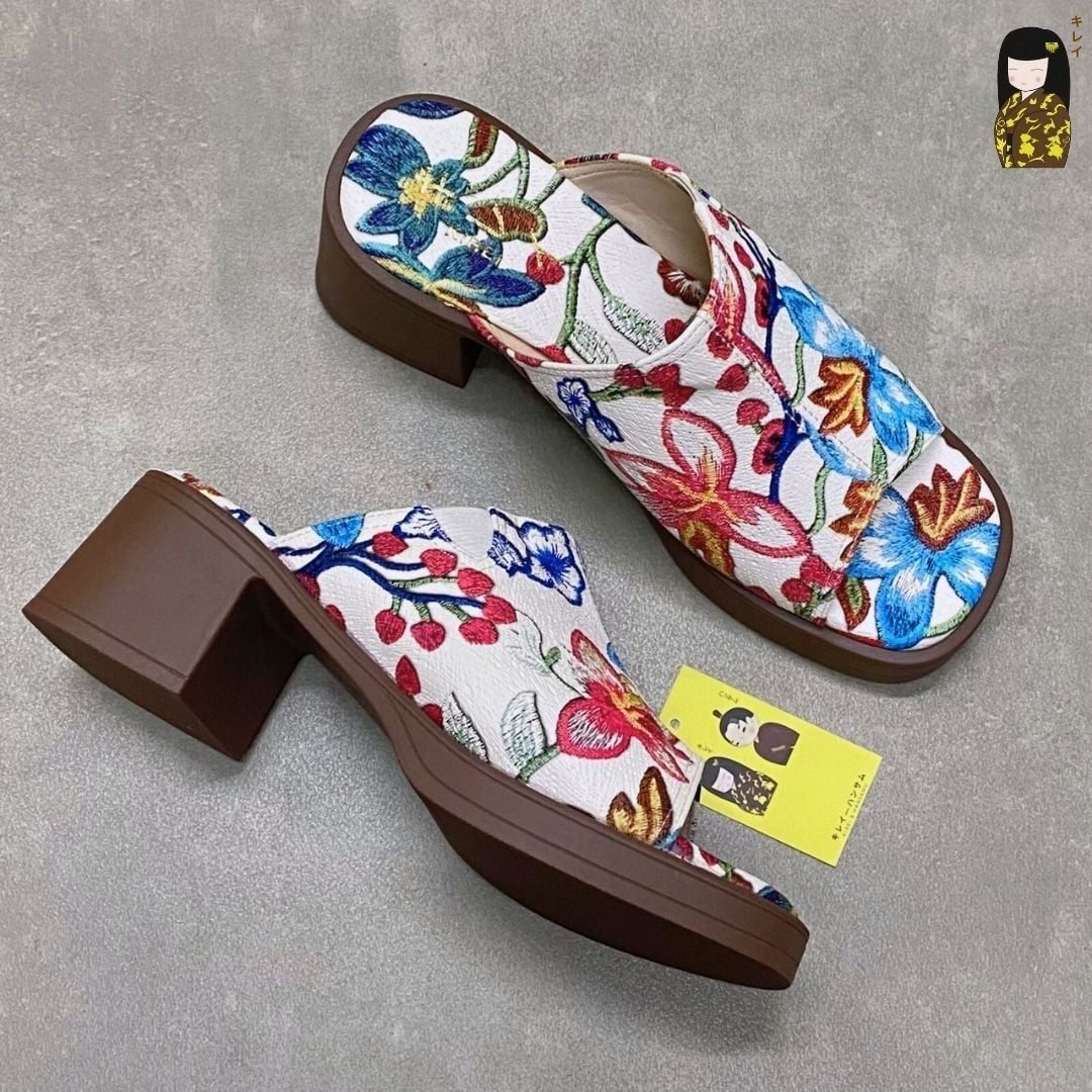  Dép cao gót nữ công sở Kirei Biteki CP11 màu Trắng - Block heel êm chân 