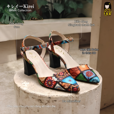 [Mới Về] Giày slingback nữ công sở Kirei Biteki Boho HH25 màu Nâu Amber